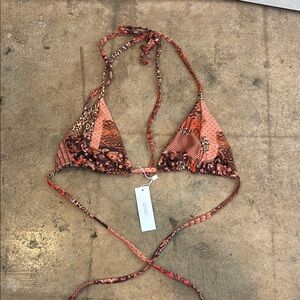 Inamorata Sylvia bikini top in red patchwork